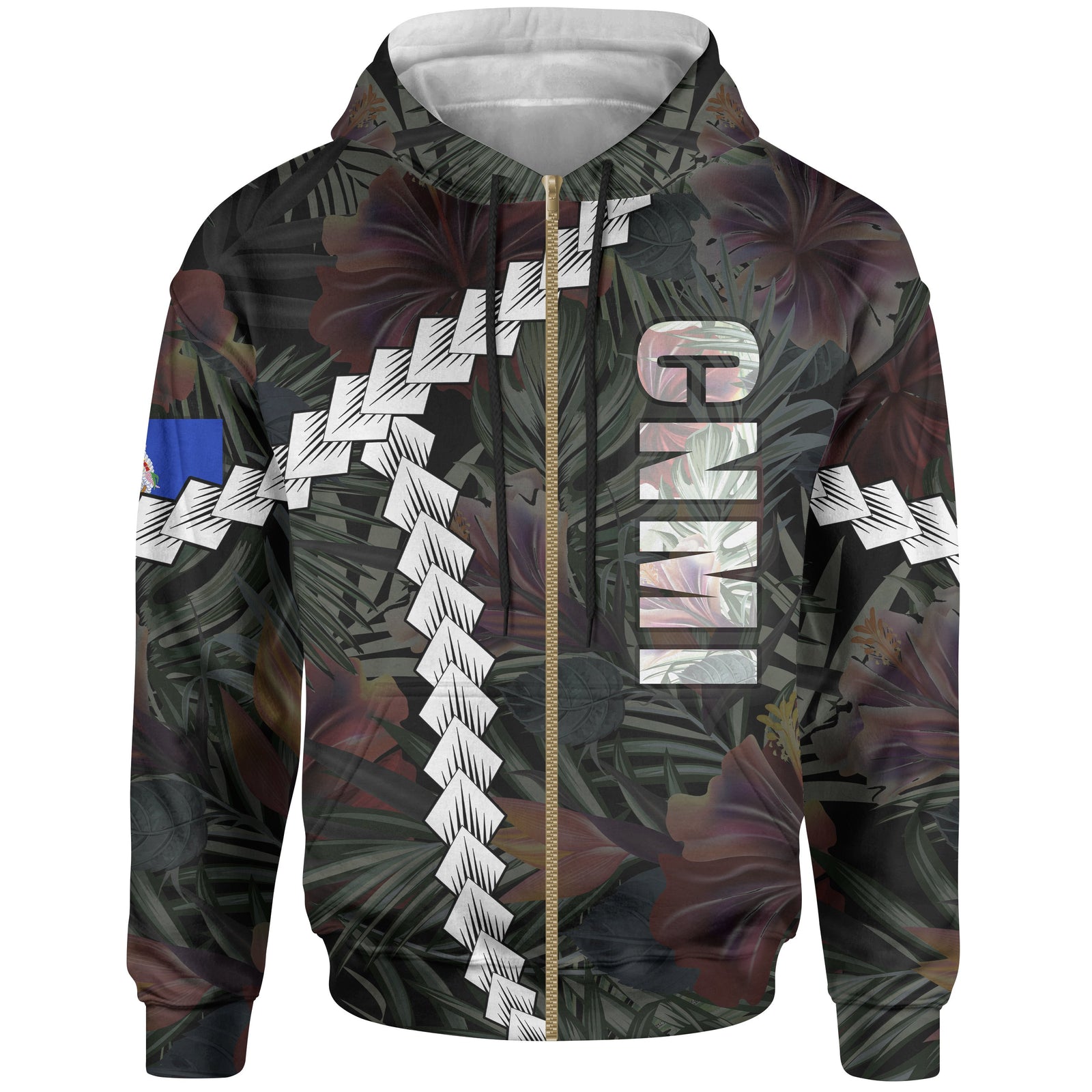 CNMI Polynesian Zip up Hoodie Chain Polynesian Unisex BLACK - Polynesian Pride