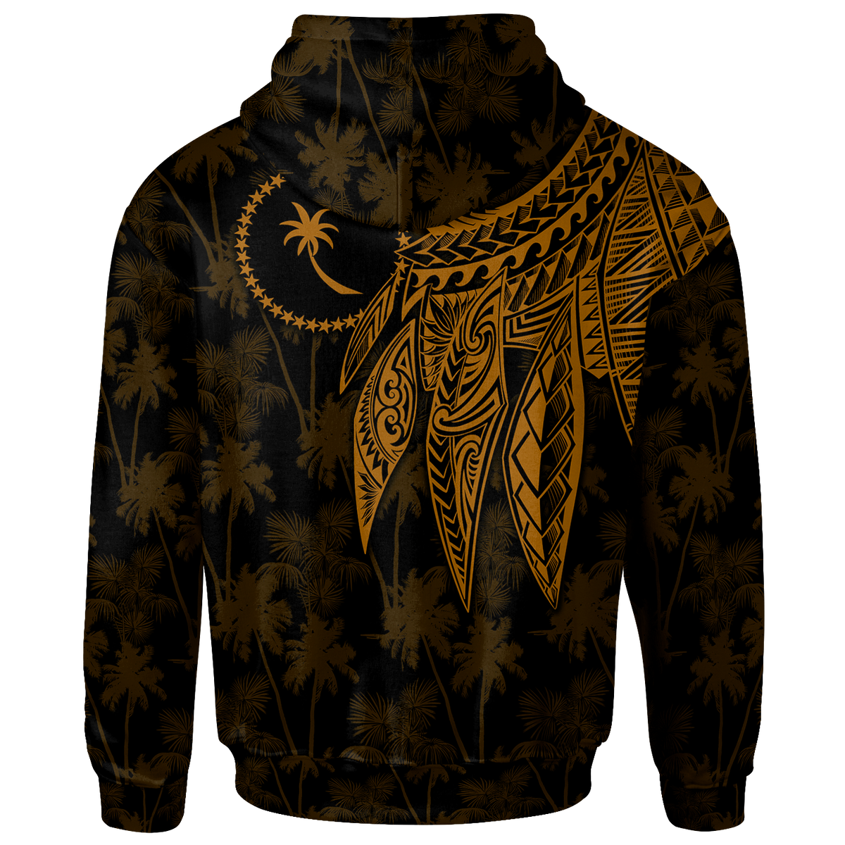 Chuuk Custom Zip up Hoodie Polynesian Wings (Golden) - Polynesian Pride