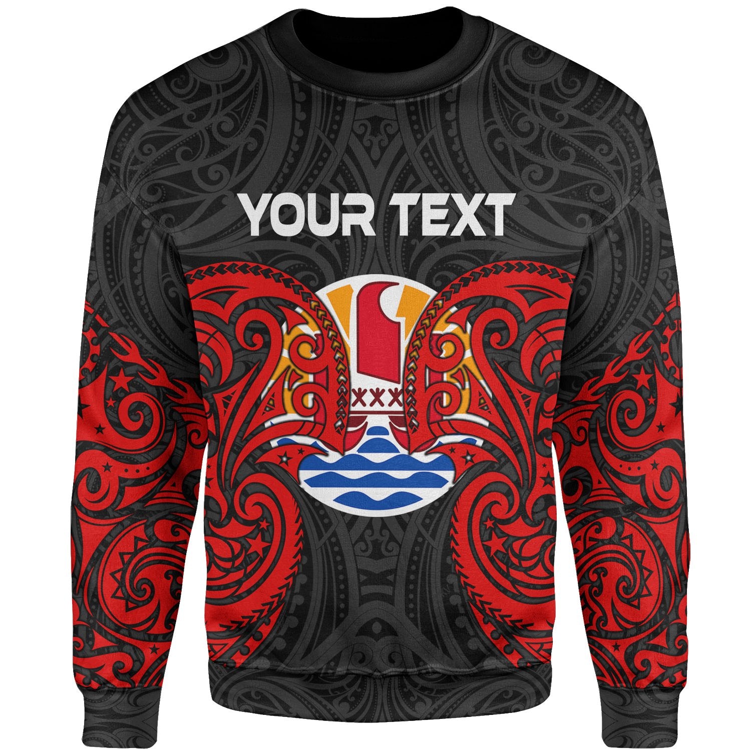 Tahiti Polynesian Custom Personalised Sweater - Spirit Style Unisex Black - Polynesian Pride