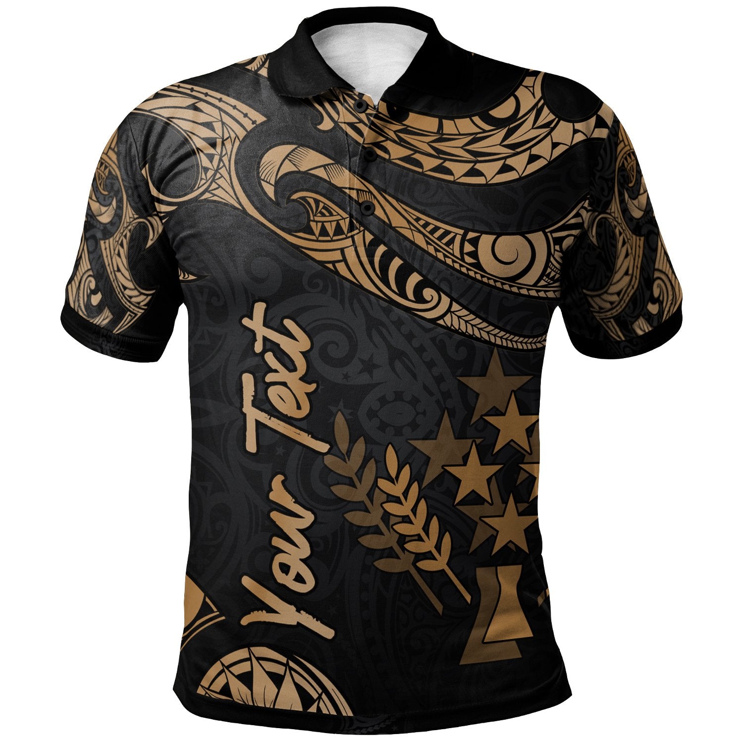 Kosrae Custom Polo Shirt Polynesian Tattoo Gold Version Unisex Gold - Polynesian Pride