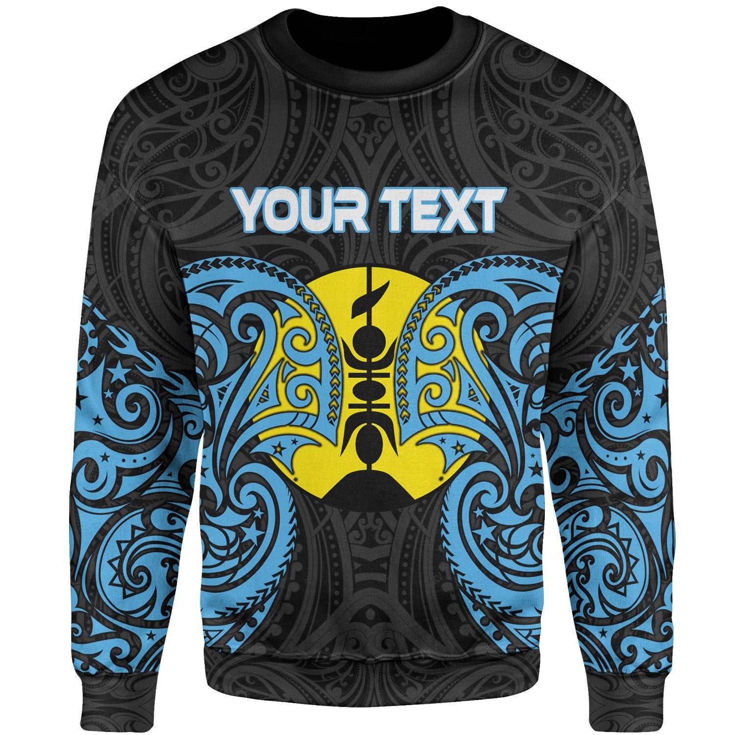 New Caledonia Polynesian Custom Personalised Sweater - Spirit Style Blue Unisex Blue - Polynesian Pride