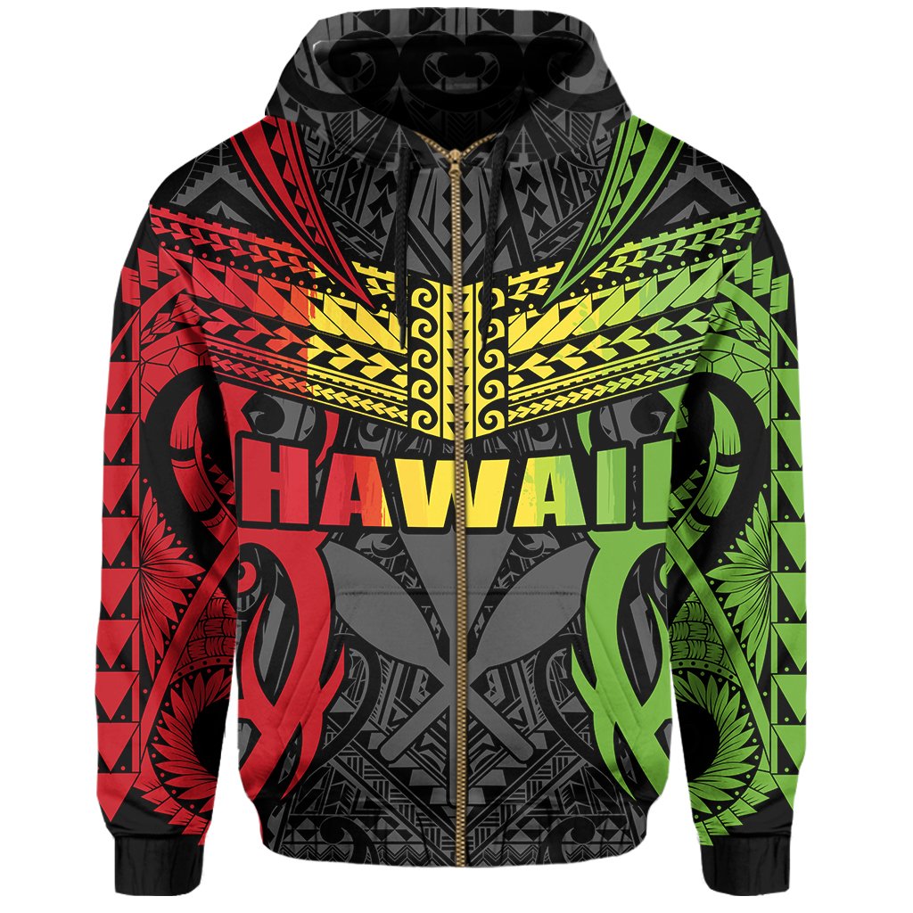 Hawaii Polynesian Tribal Kanaka Maoli Zipper Hoodie Reggae Mark Style - Polynesian Pride