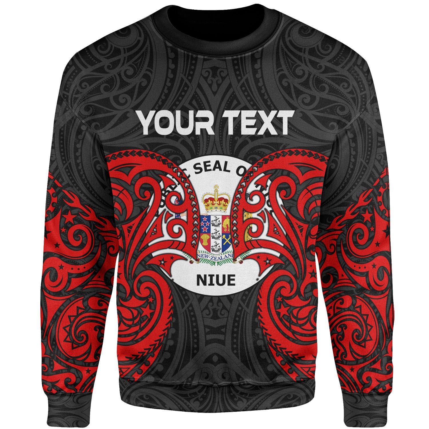 Niue Polynesian Custom Personalised Sweater - Spirit Style Unisex Black - Polynesian Pride