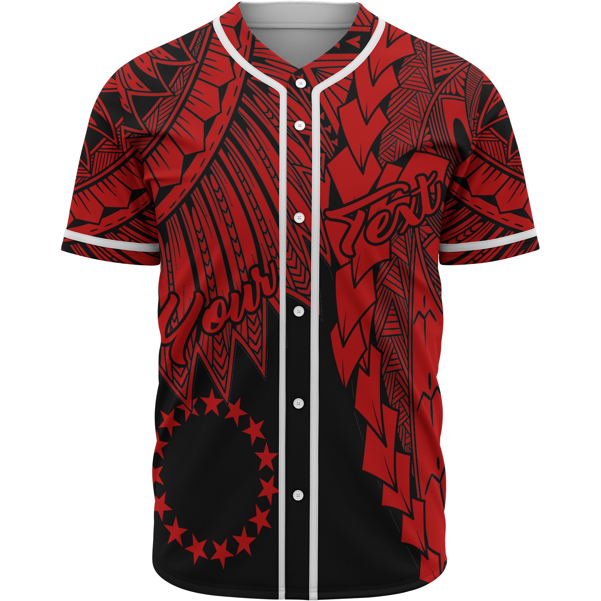 Cook Islands Polynesian Custom Personalised Baseball Shirt - Tribal Wave Tattoo Red Unisex Red - Polynesian Pride