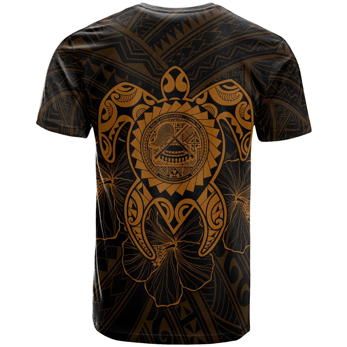 American Samoa Polynesian T Shirt Vintage Polynesian Turtle (Golden) - Polynesian Pride