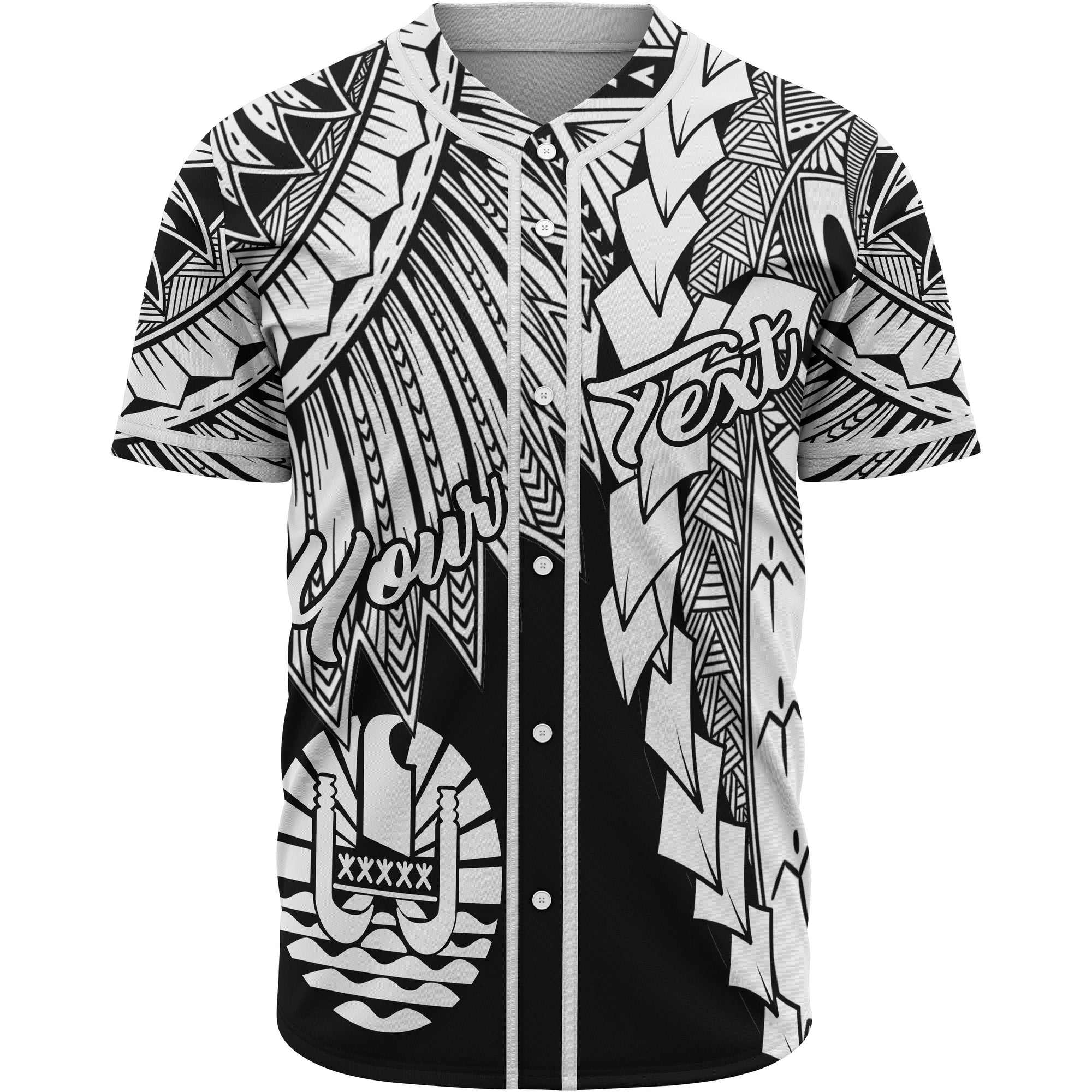 Tahiti Polynesian Custom Personalised Baseball Shirt - Tribal Wave Tattoo White Unisex White - Polynesian Pride