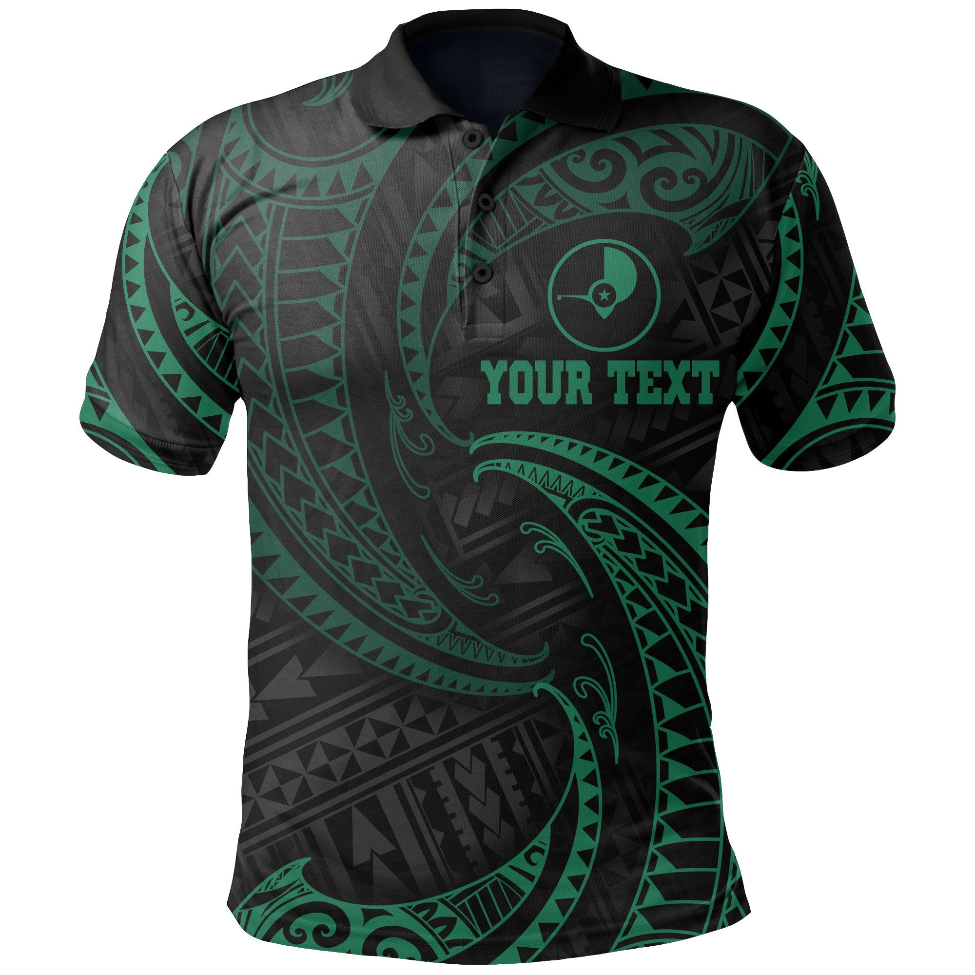 Yap Micronesia Custom Polo Shirt Green Tribal Wave Unisex Green - Polynesian Pride