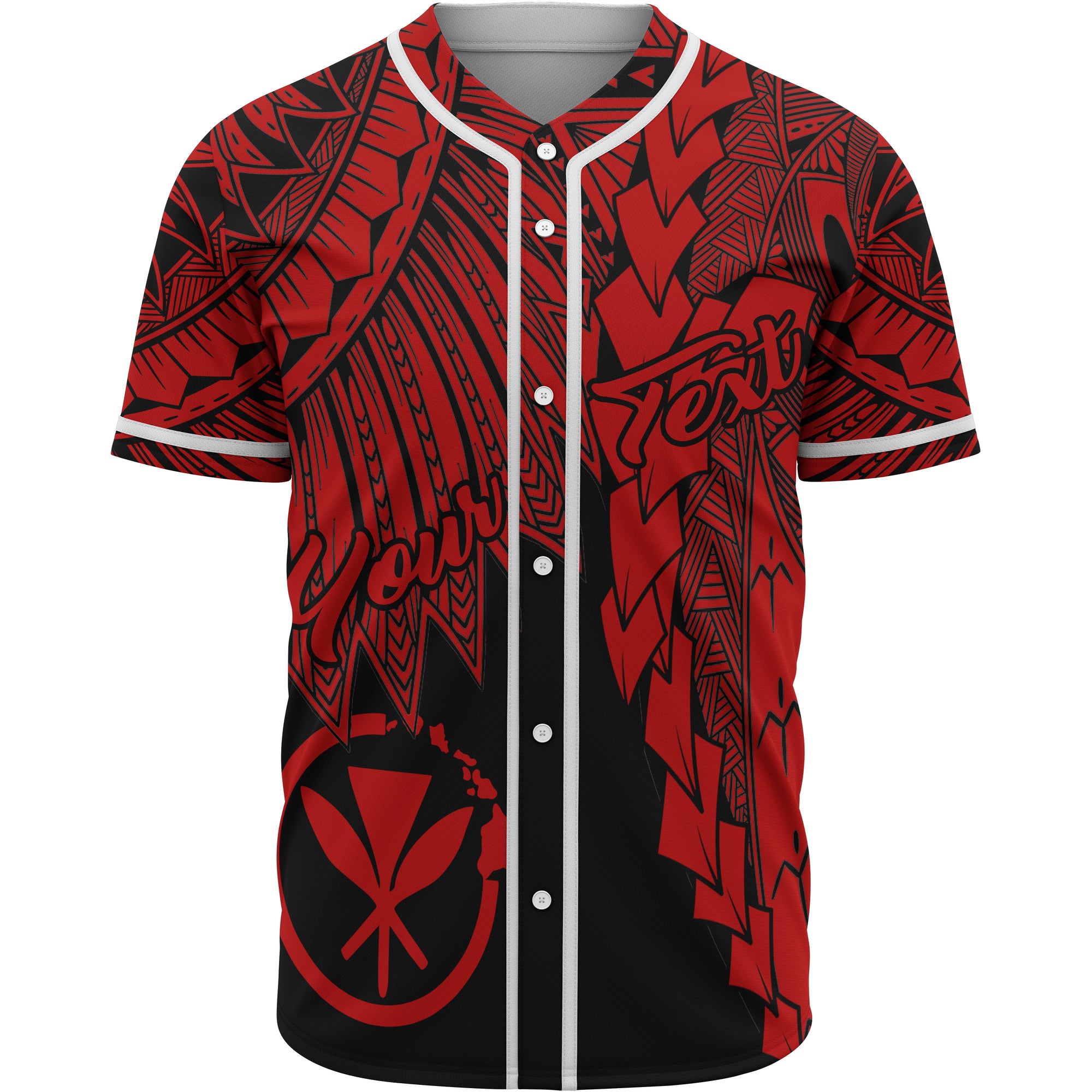 Hawaii Kanaka Maoli Polynesian Custom Personalised Baseball Shirt - Tribal Wave Tattoo Red Unisex Red - Polynesian Pride