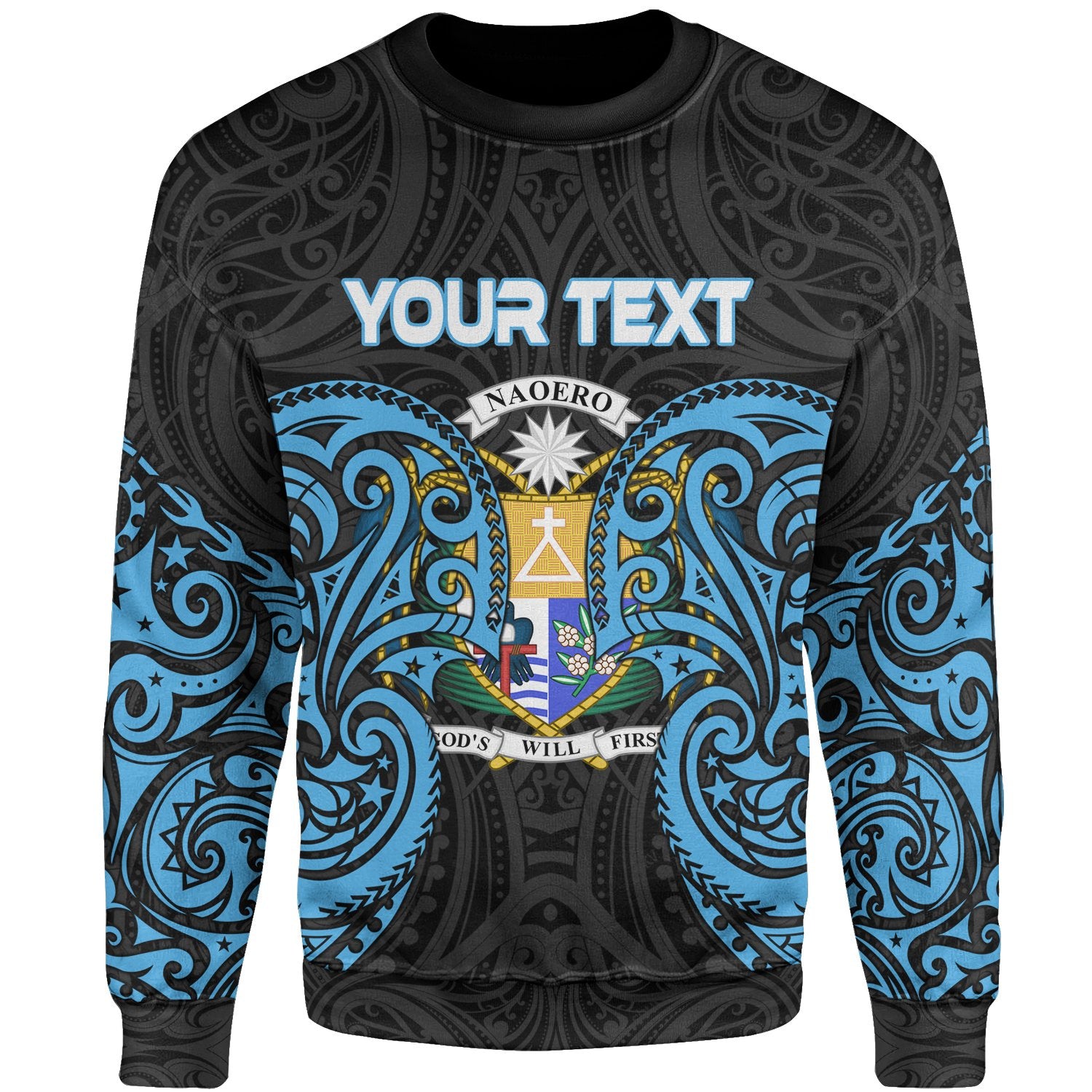 Nauru Polynesian Custom Personalised Sweater - Spirit Style Blue Unisex Blue - Polynesian Pride