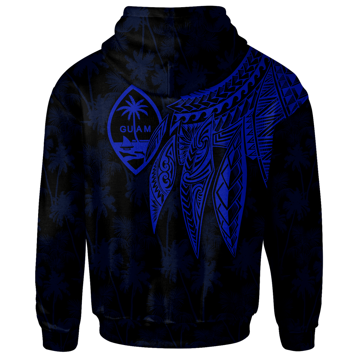 Guam Custom Zip up Hoodie Polynesian Wings (Blue) - Polynesian Pride