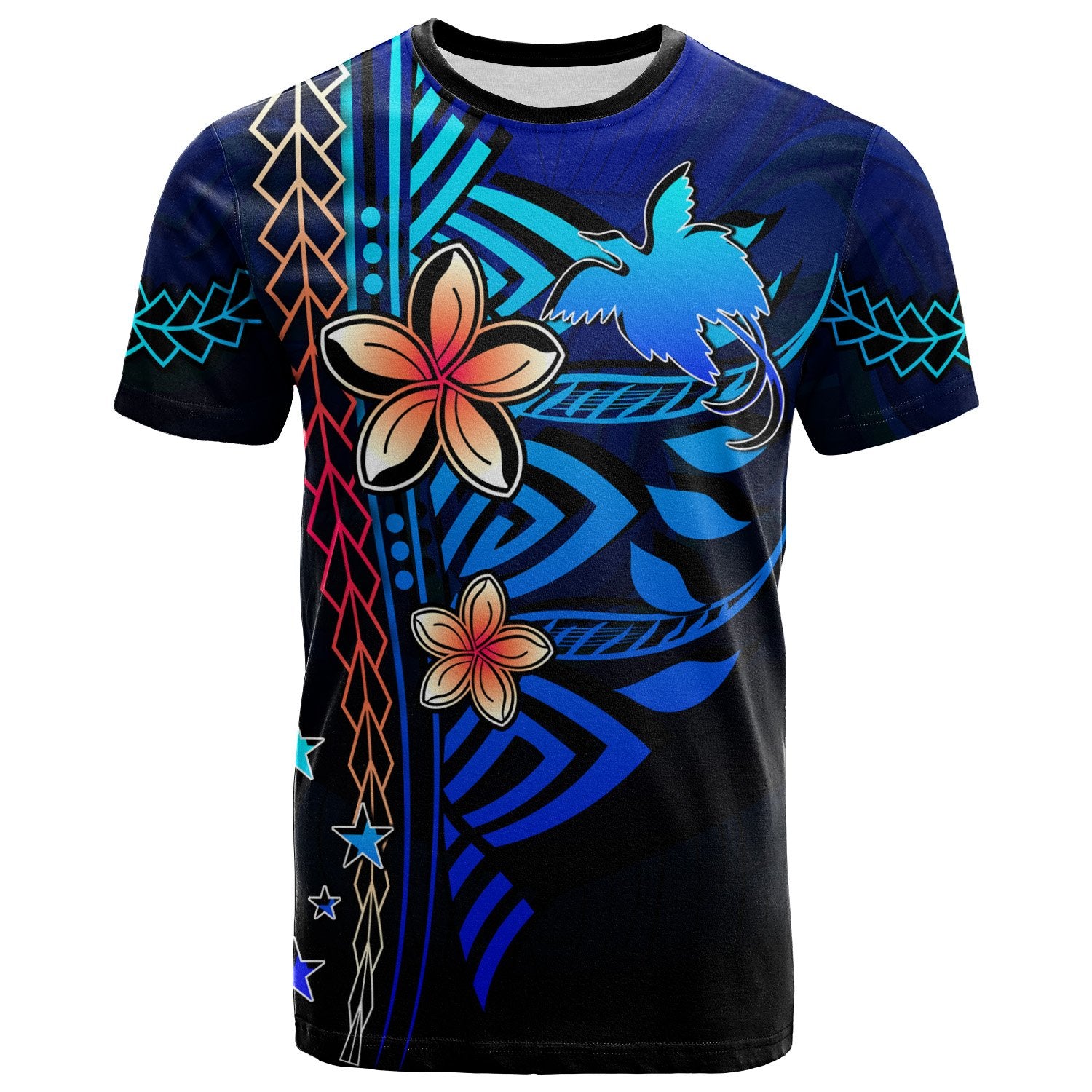 Papua New Guinea Polynesian T Shirt Blue Vintage Tribal Mountain Unisex Blue - Polynesian Pride