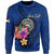 American Samoa Polynesian Custom Personalised Sweater - Floral With Seal Blue Unisex Blue - Polynesian Pride