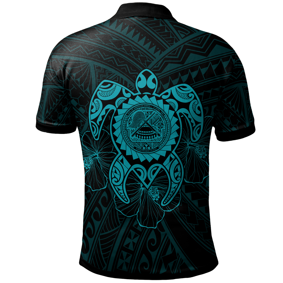 American Samoa Polynesian Custom Polo Shirt Vintage Polynesian Turtle (Turquoise) - Polynesian Pride