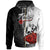 Tonga Polynesian Zip up Hoodie Coat of Arm With Hibiscus White Unisex White - Polynesian Pride