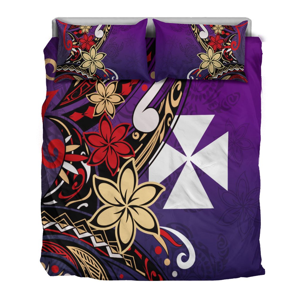 Wallis and Futuna Bedding Set - Tribal Flower With Special Turtles Purple Color - Polynesian Pride