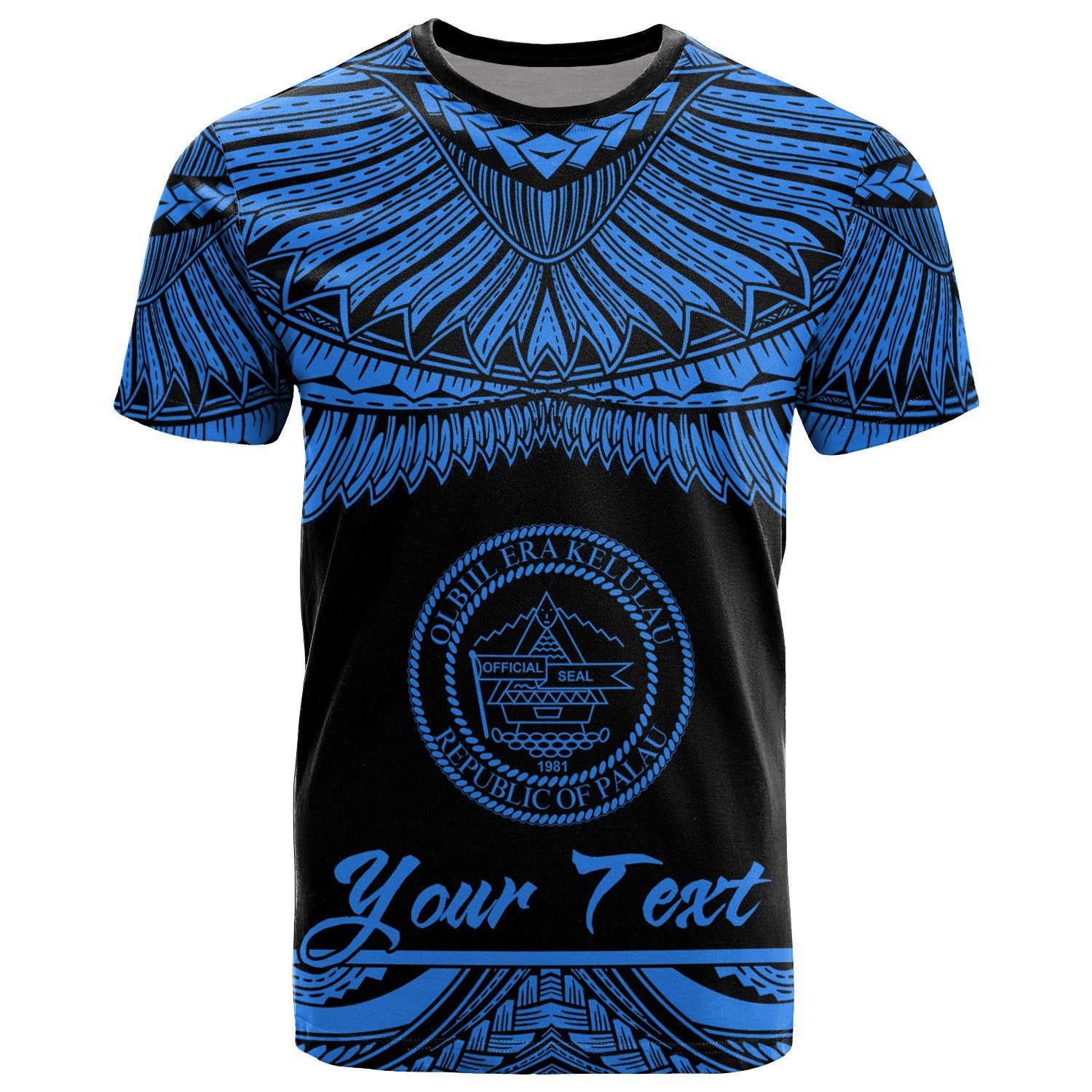 Palau Polynesian Custom T Shirt Palau Pride Blue Version Unisex Blue - Polynesian Pride