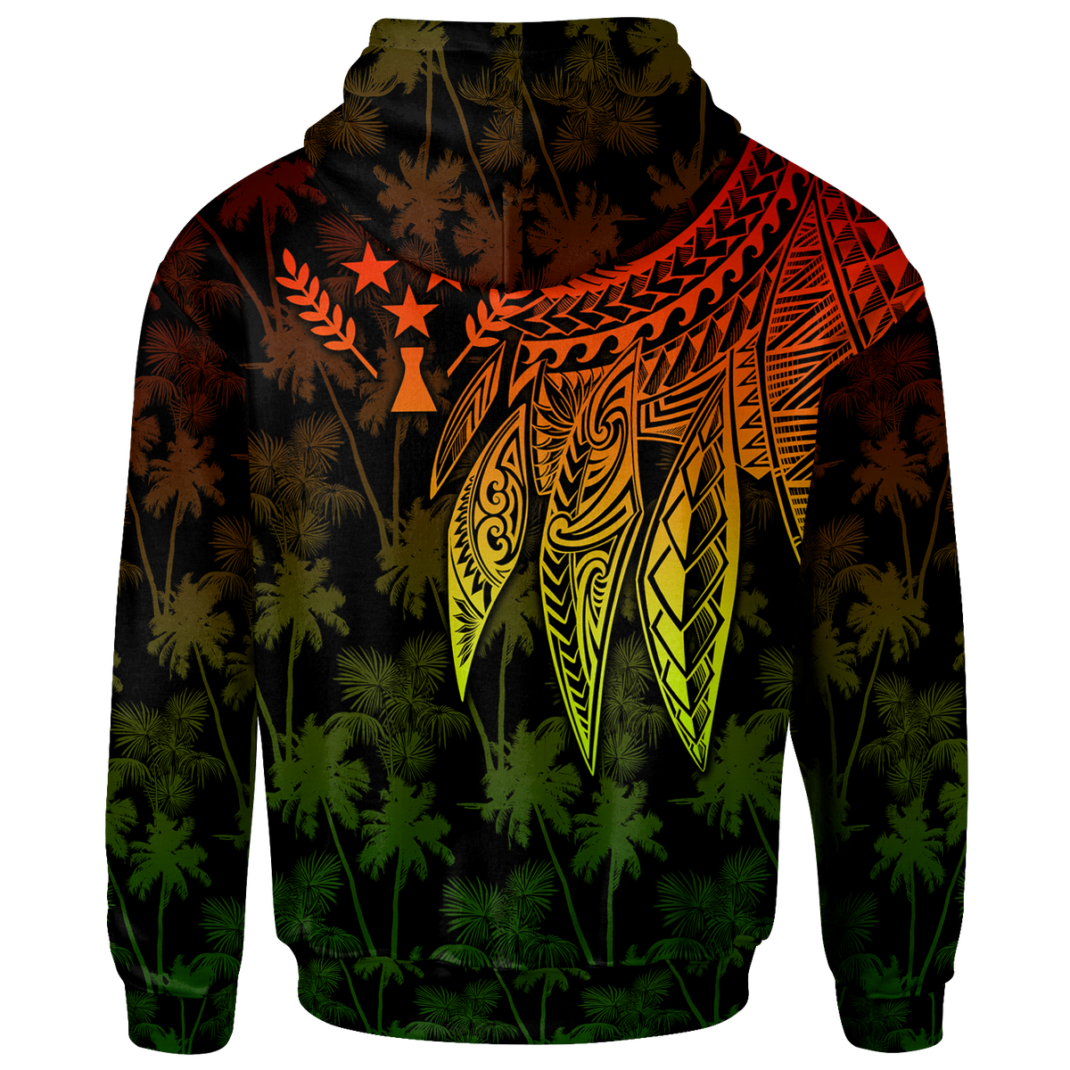 Kosrae Custom Hoodie Polynesian Wings (Reggae) - Polynesian Pride