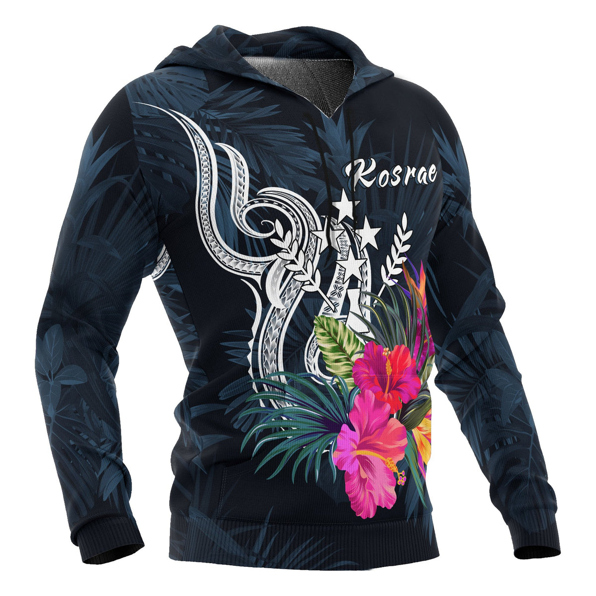 Kosrae Micronesia Hoodie Tropical Flowers - Polynesian Pride