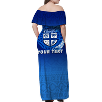 (Custom Personalised) Fiji Tapa Tribal Coconut Tree Off Shoulder Long Dress - LT12 - Polynesian Pride