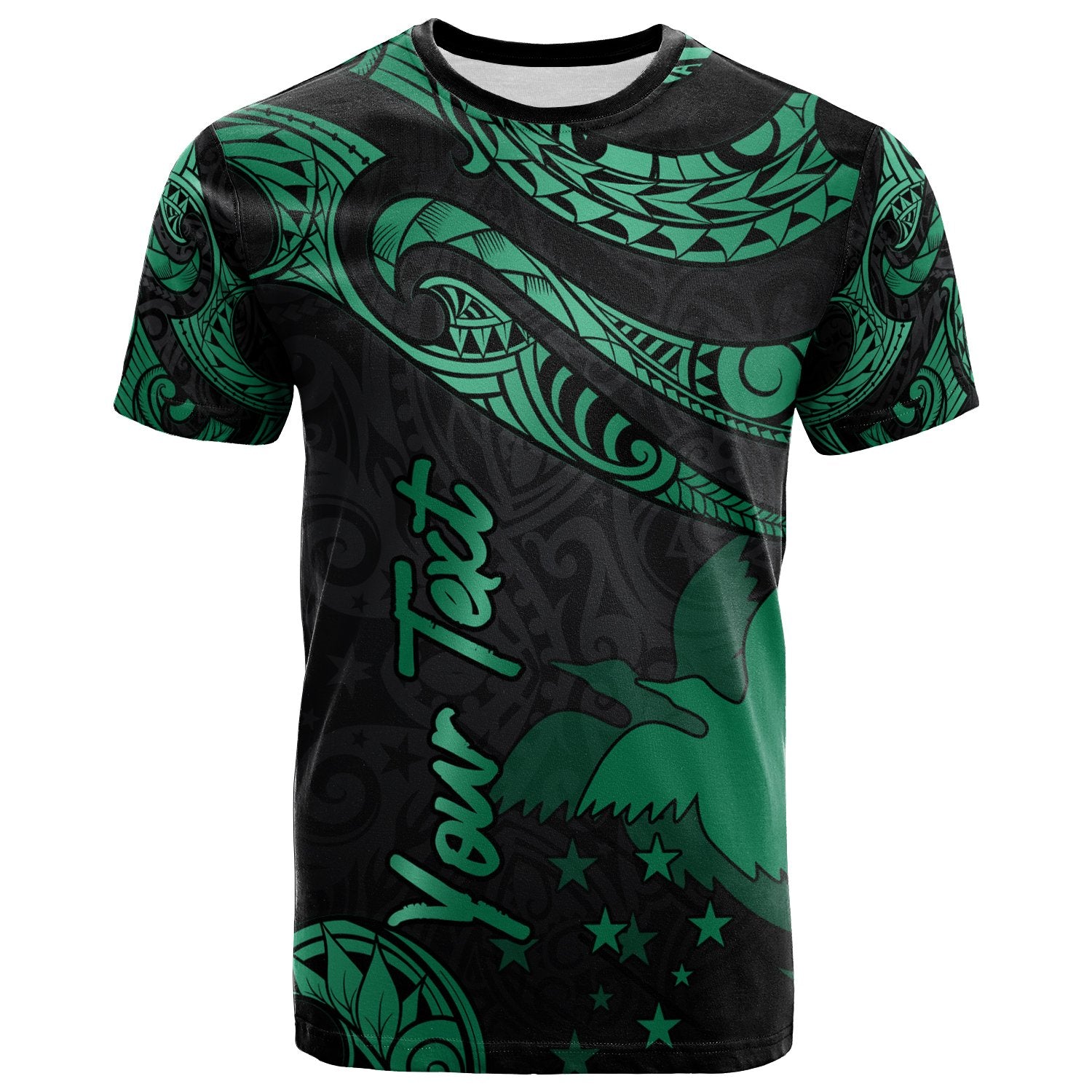 Papua New Guinea Custom T Shirt Poly Tattoo Green Version Unisex Art - Polynesian Pride