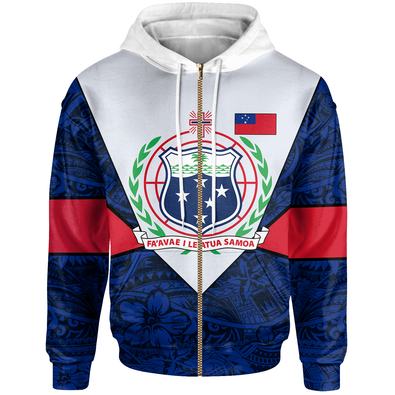 Samoa Polynesian Zip up Hoodie Legend of Samoa Unisex Blue - Polynesian Pride