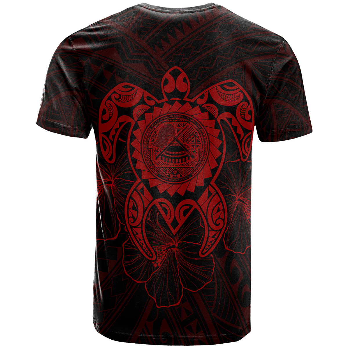 American Samoa Polynesian T Shirt Vintage Polynesian Turtle (Red) - Polynesian Pride