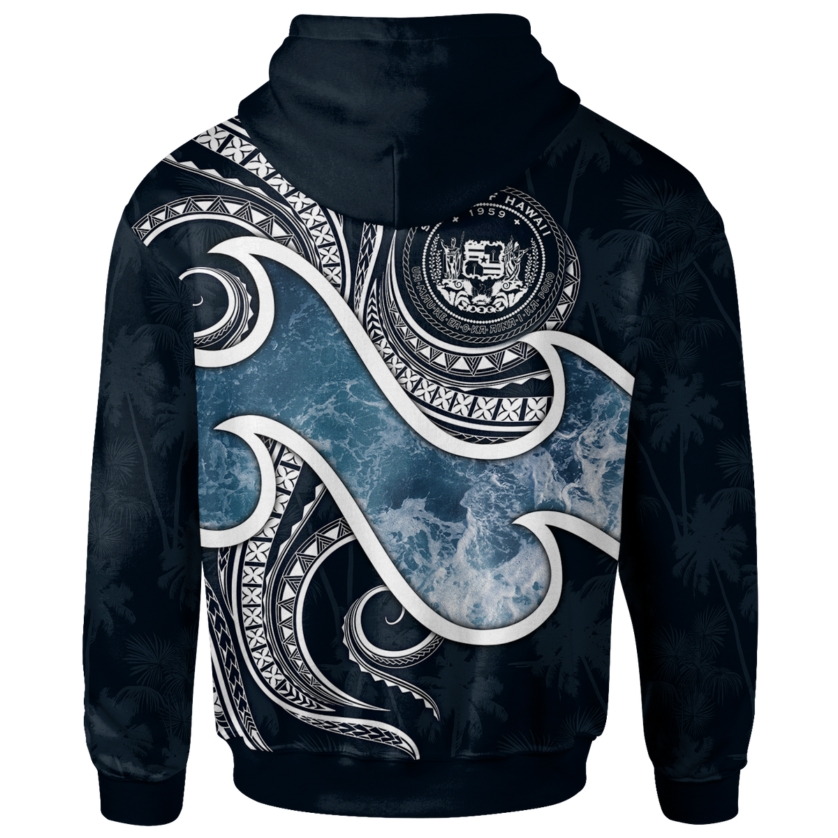 Polynesian Hawaii Zip up Hoodie Ocean Style (Coat of Arms) - Polynesian Pride