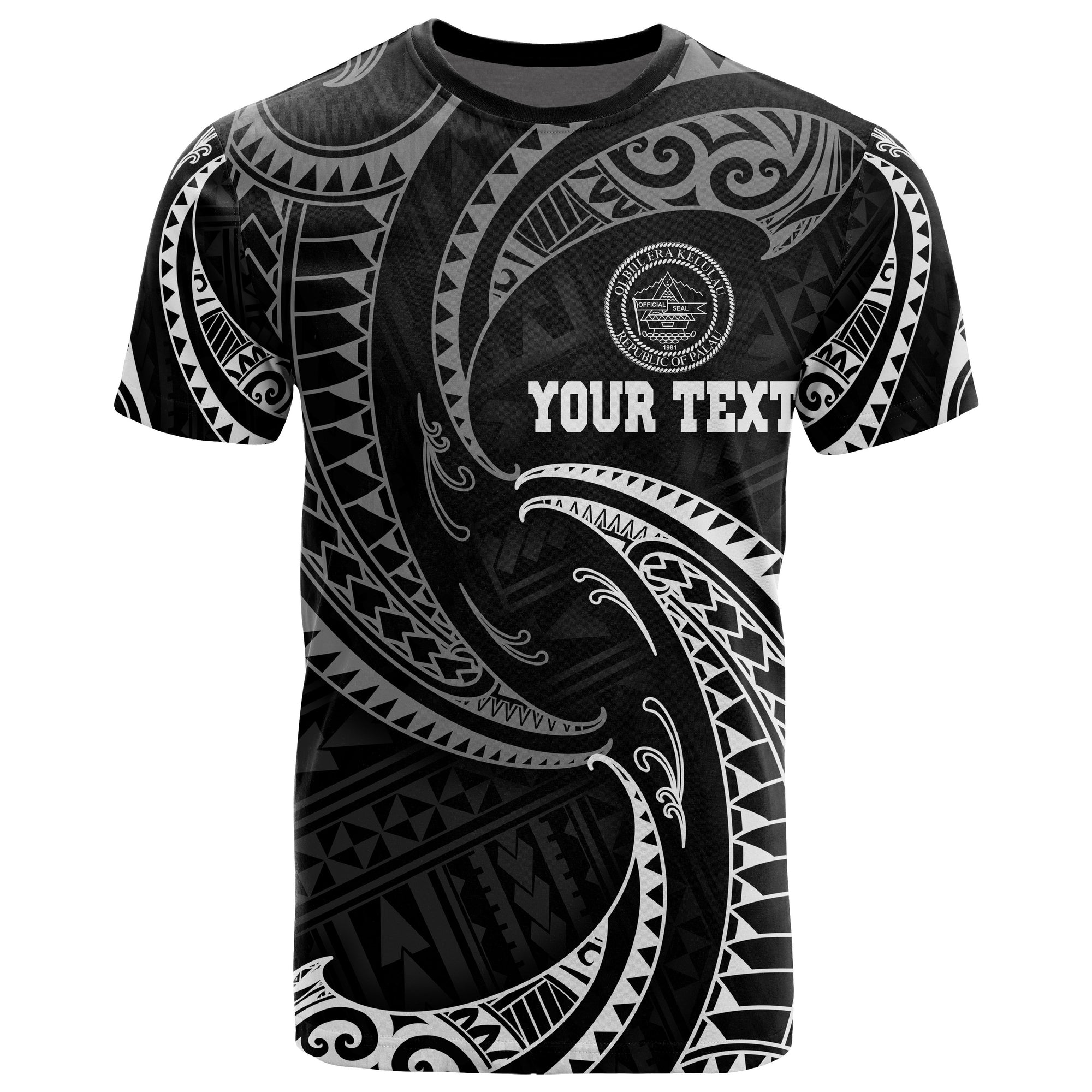 Palau Polynesian Custom T Shirt White Tribal Wave Unisex White - Polynesian Pride