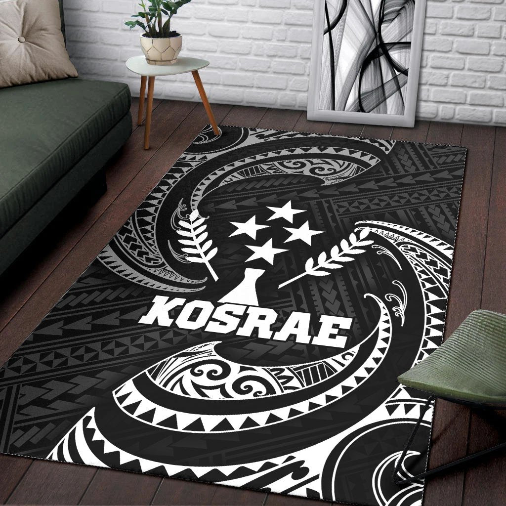 Kosrae Micronesia Area Rug - White Tribal Wave - Polynesian Pride