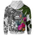 American Samoa Hoodie White Turtle Plumeria Banana Leaf - Polynesian Pride