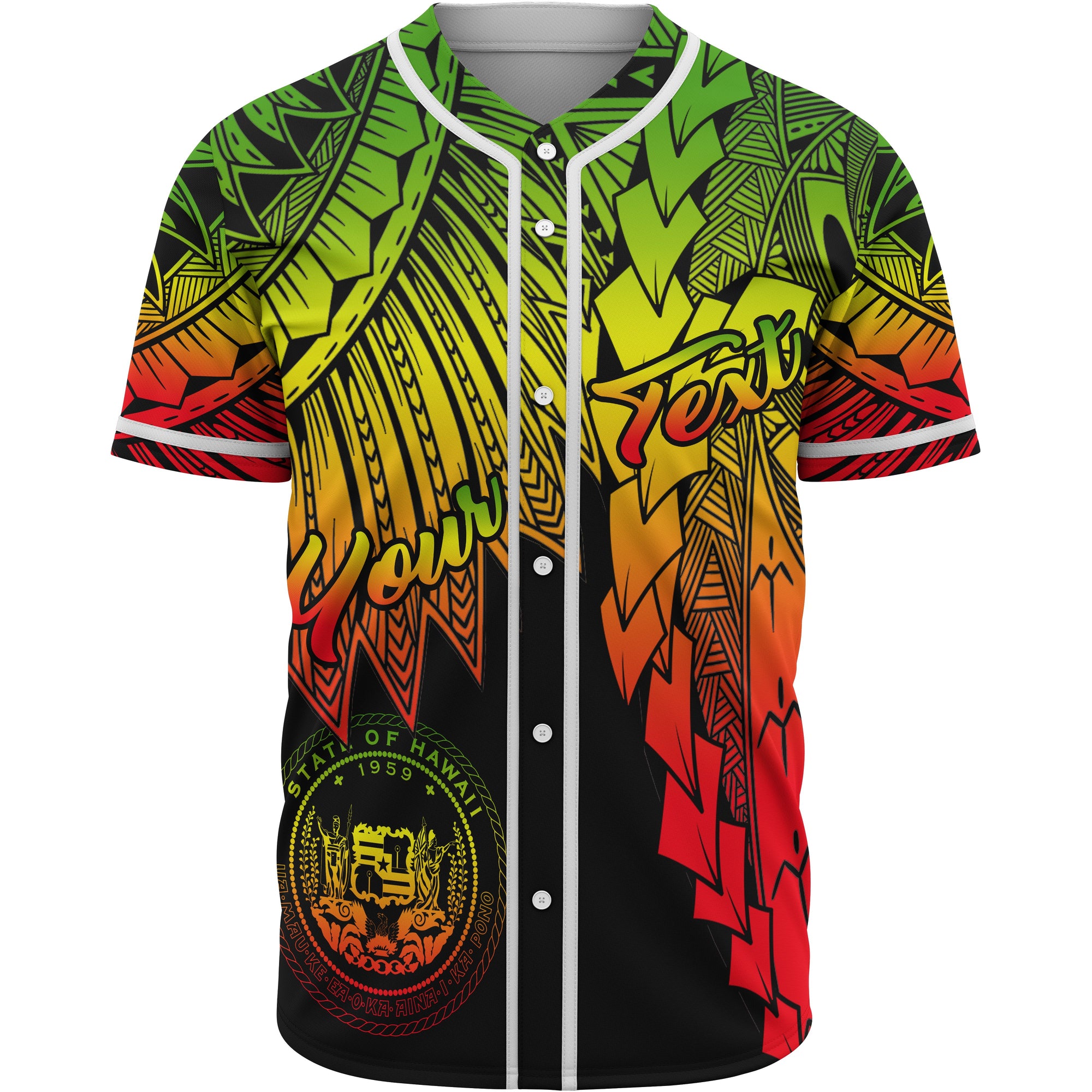 Hawaii Polynesian Custom Personalised Baseball Shirt - Tribal Wave Tattoo Reggae Unisex Reggae - Polynesian Pride