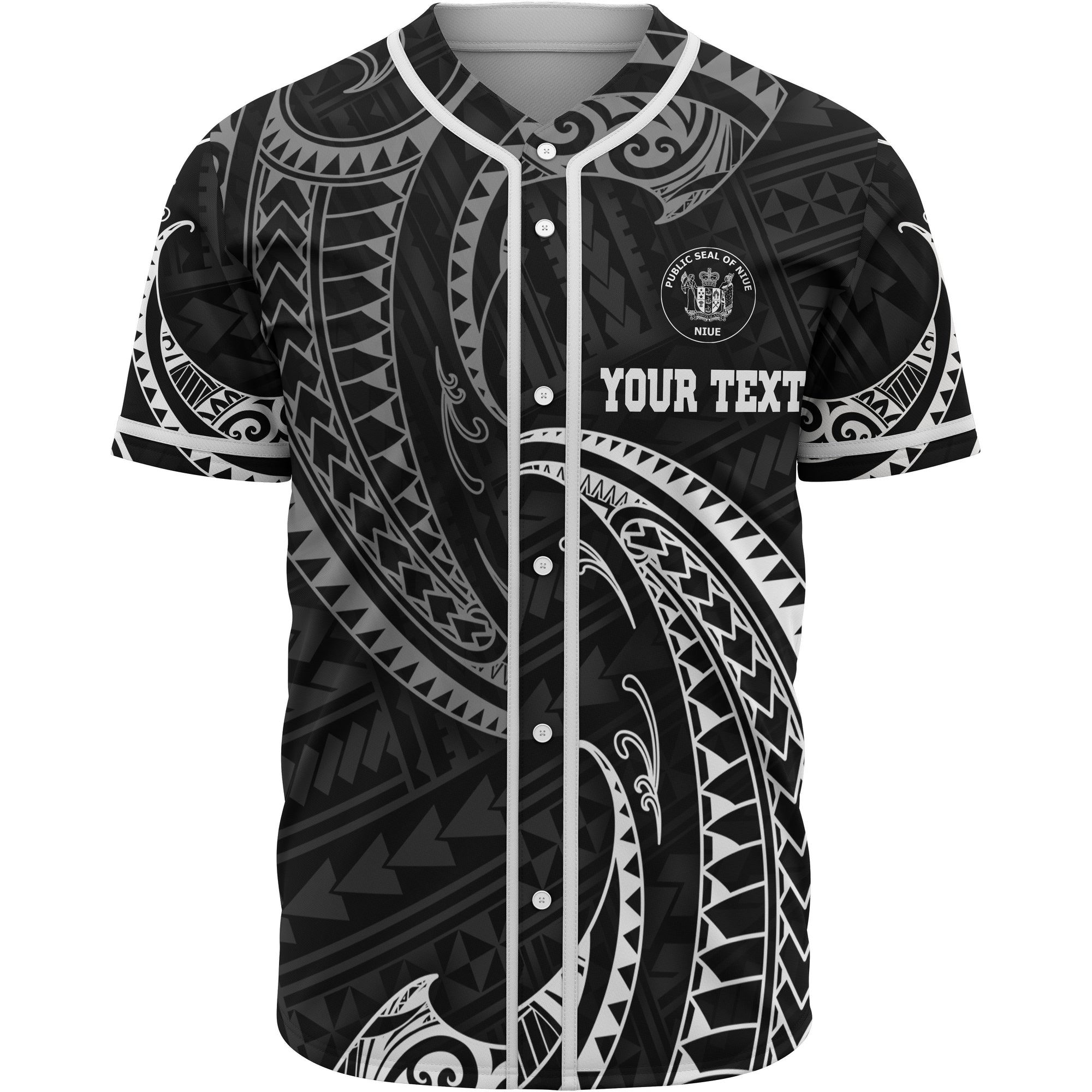 Niue Polynesian Custom Personalised Baseball Shirt - White Tribal Wave Unisex White - Polynesian Pride