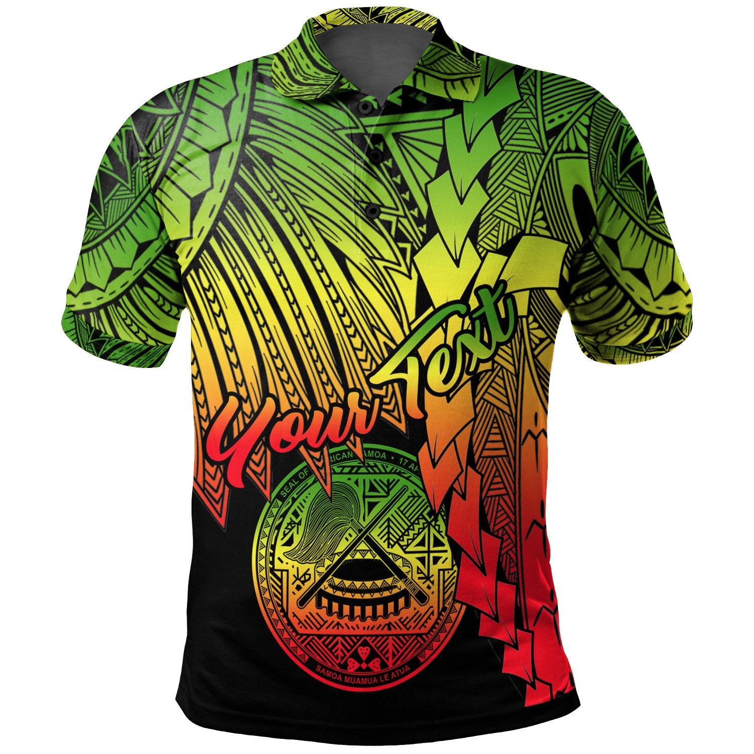 American Samoa Polynesian Custom Polo Tribal Wave Tattoo Reggae Unisex Reggae - Polynesian Pride