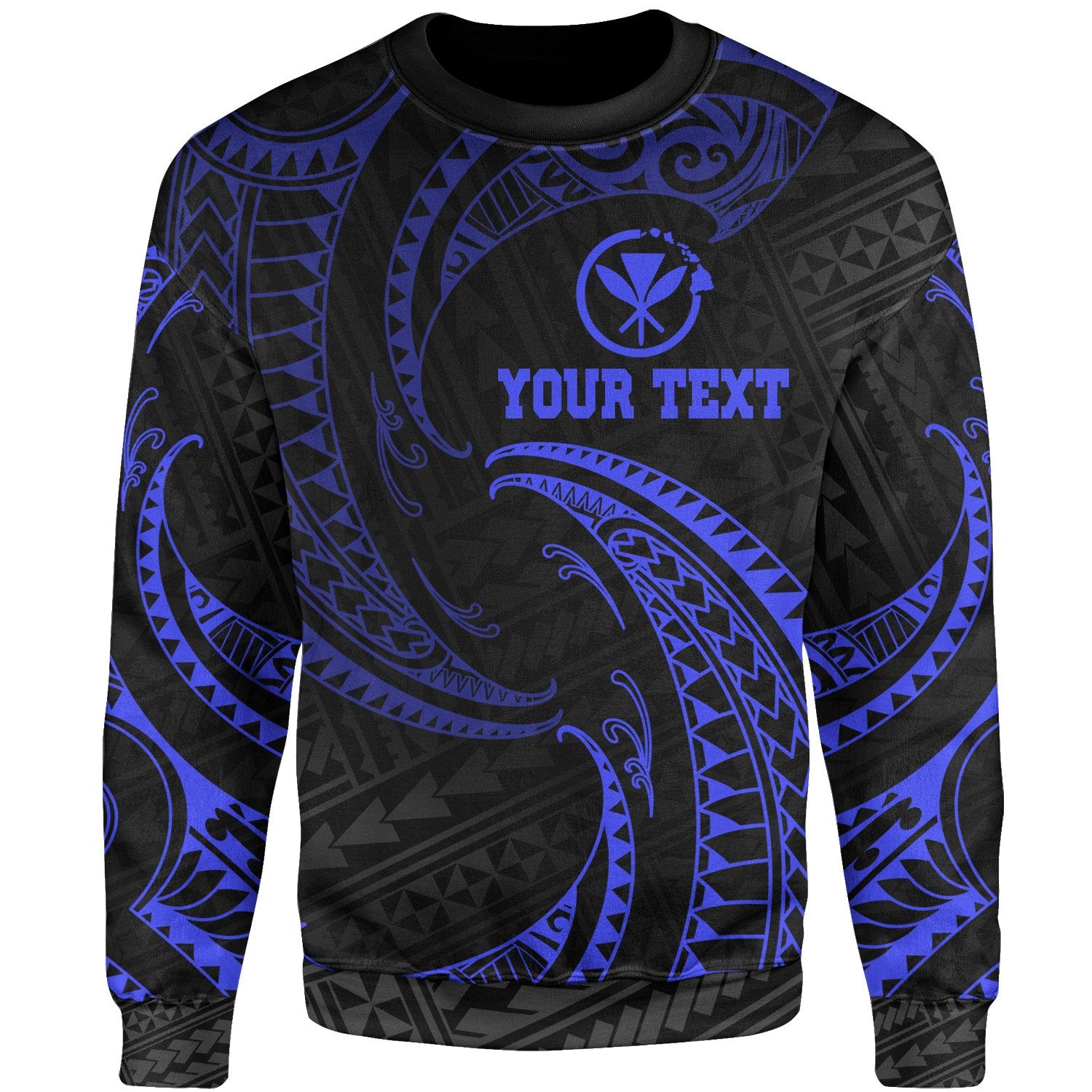 Hawaii Polynesian Custom Personalised Sweater - Blue Tribal Wave Unisex Blue - Polynesian Pride