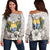 Nauru Women's Off Shoulder Sweaters - Vintage Luxury Floral Style Nude - Polynesian Pride