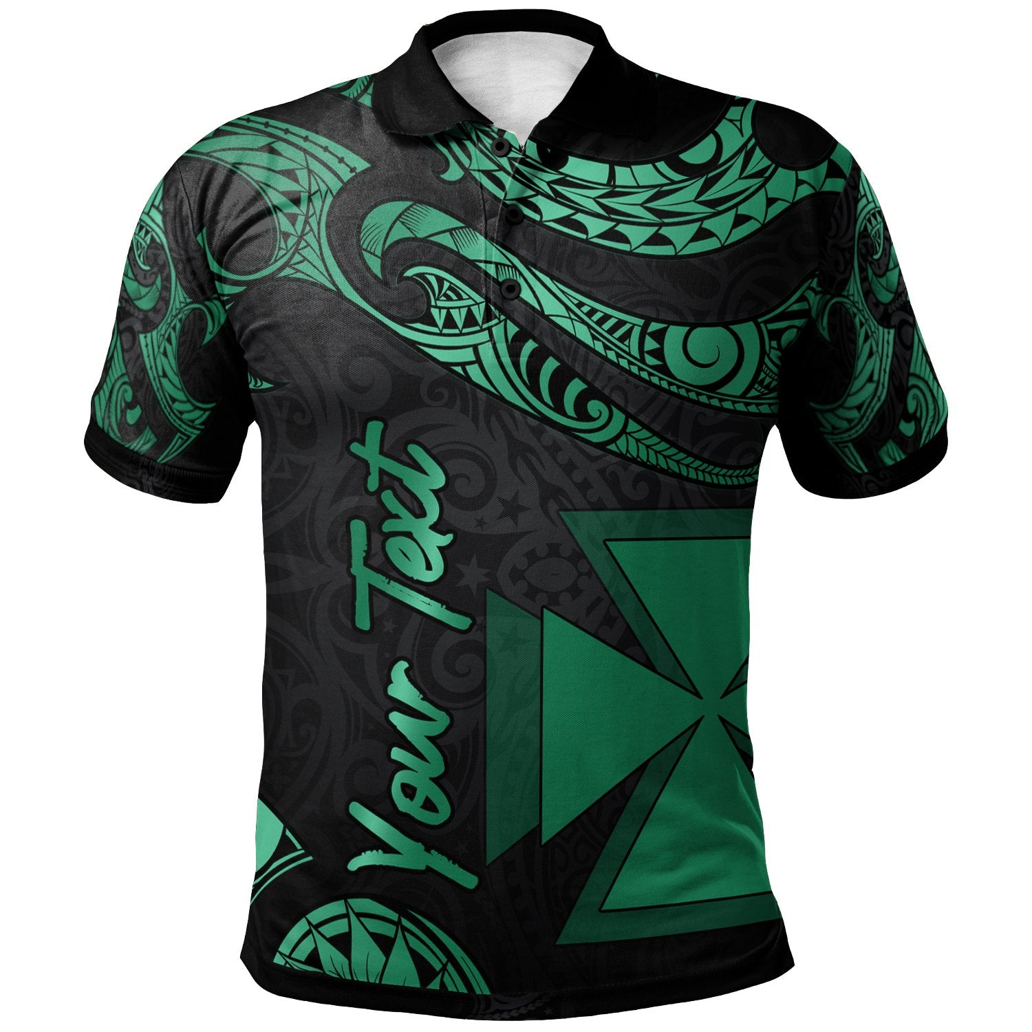 Wallis and Futuna Custom Polo Shirt Polynesian Tattoo Green Version Unisex Green - Polynesian Pride