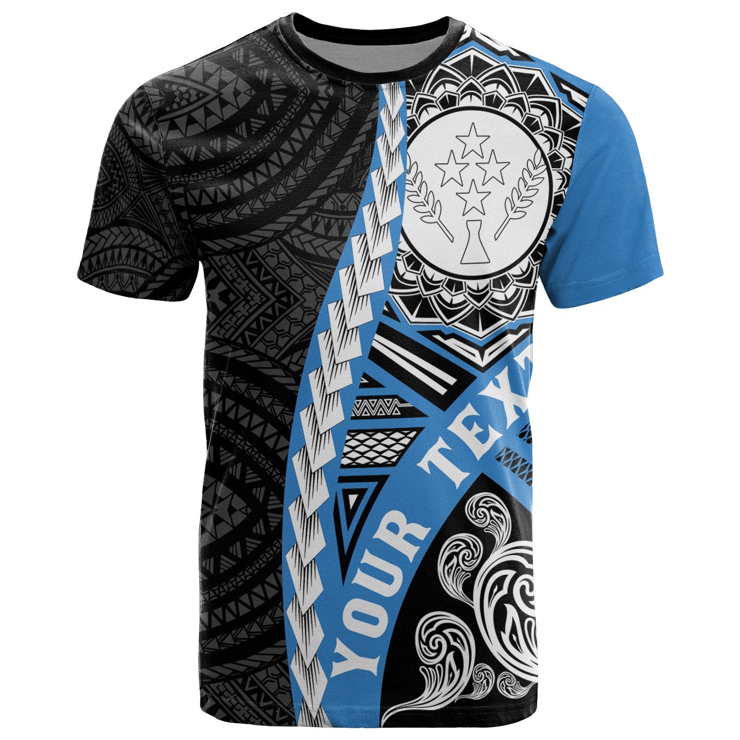 Kosrae Micronesia Custom T Shirt Wave Tattoo Flag Style Unisex Black - Polynesian Pride