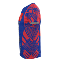 Wallis and Futuna T Shirt Wallis and Futuna Coat of Arms Polynesian Tattoo Blue Style - Polynesian Pride