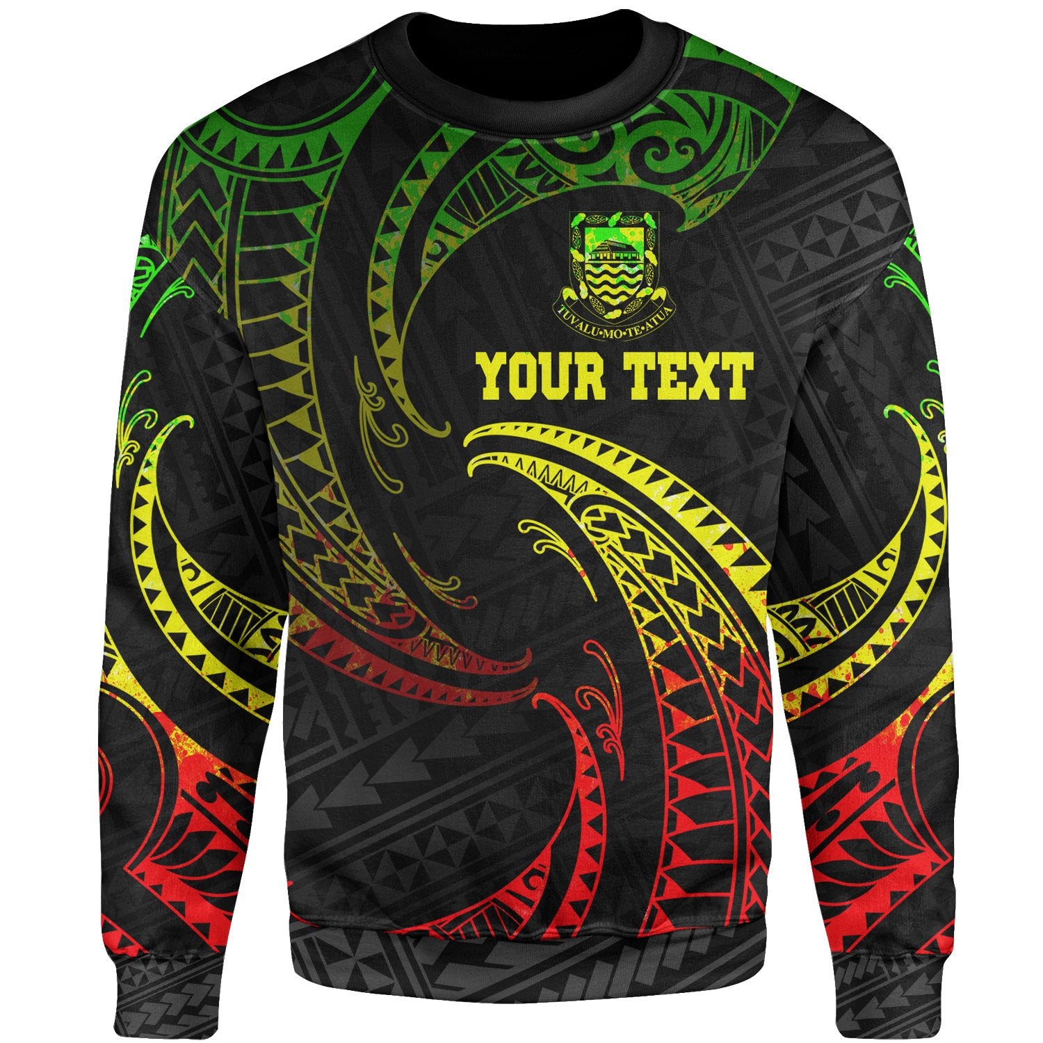 Tuvalu Polynesian Custom Personalised Sweater - Reggae Tribal Wave Unisex Reggae - Polynesian Pride