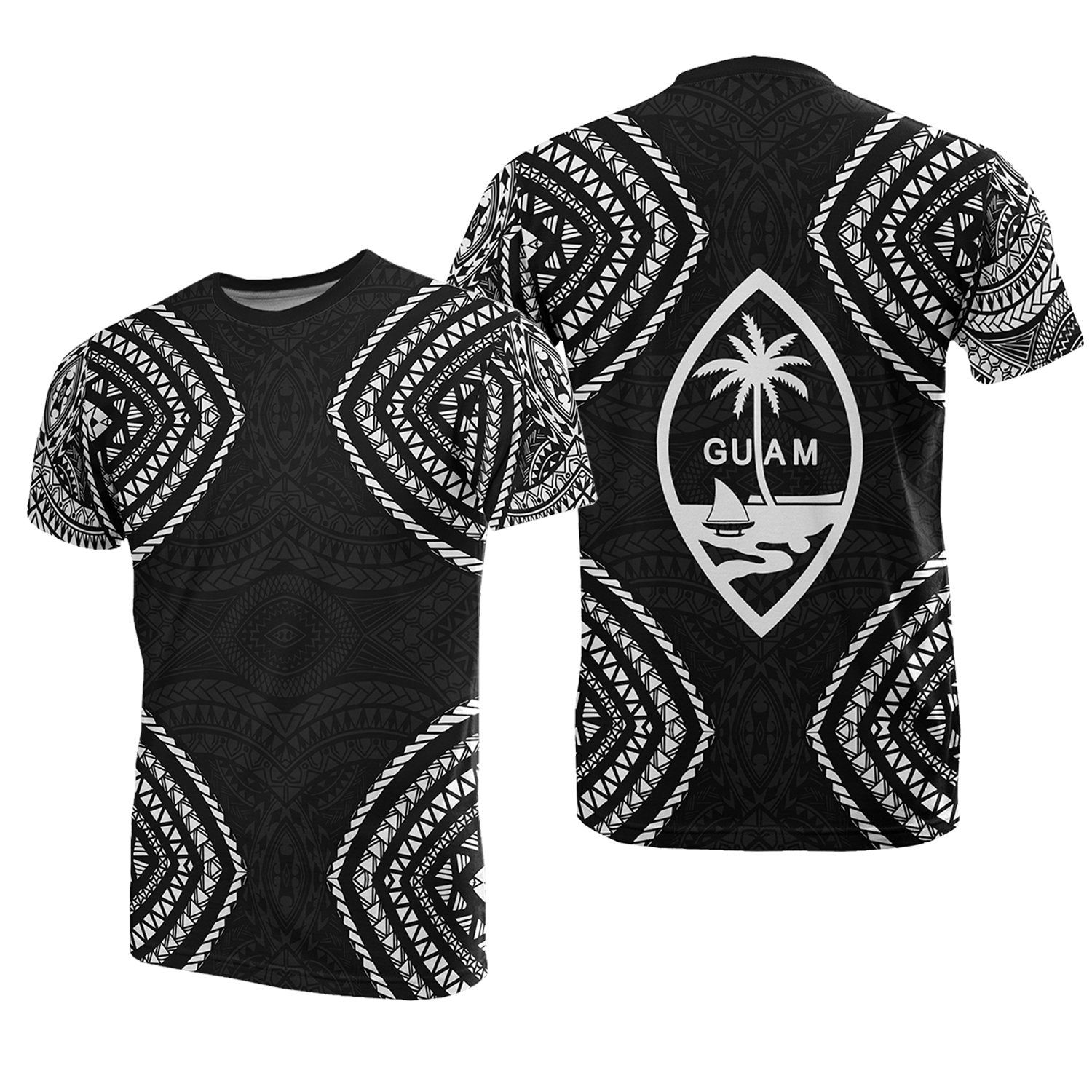 Guam Micronesia T Shirt Black Warrior Style Unisex Black - Polynesian Pride