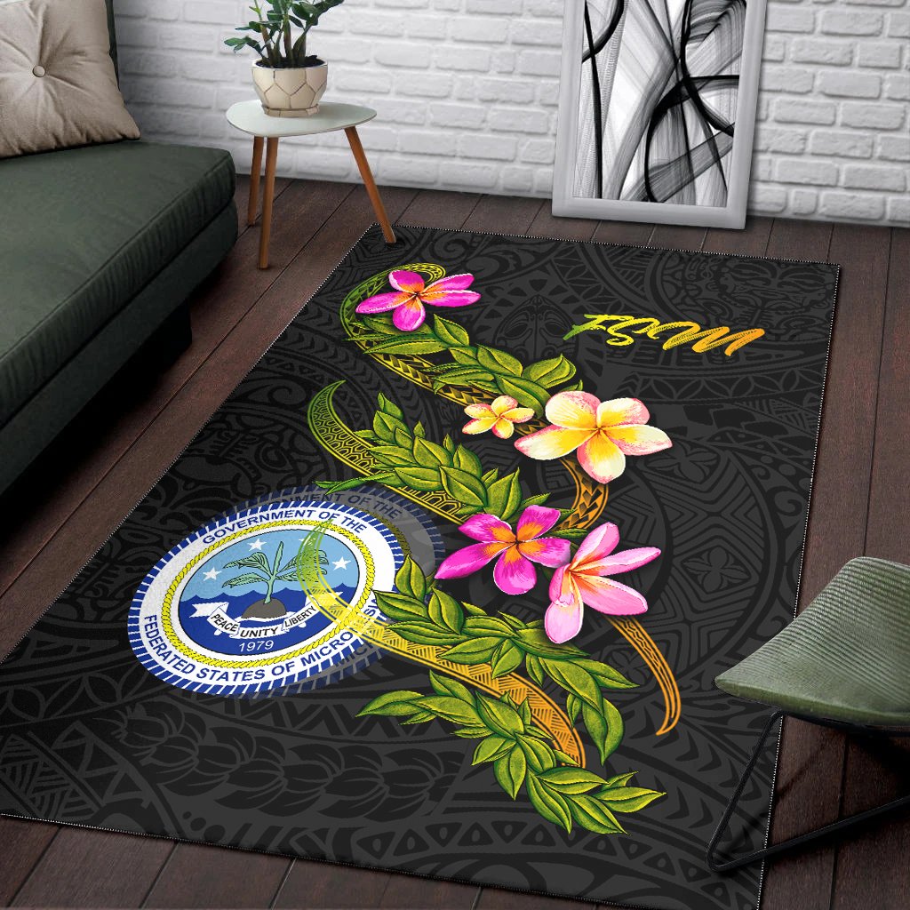 Federated States Of Micronesia Polynesian Area Rug - Plumeria Tribal - Polynesian Pride