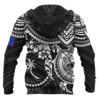 Chuuk Polynesian Hoodie (Zip up) White Turtle - Polynesian Pride