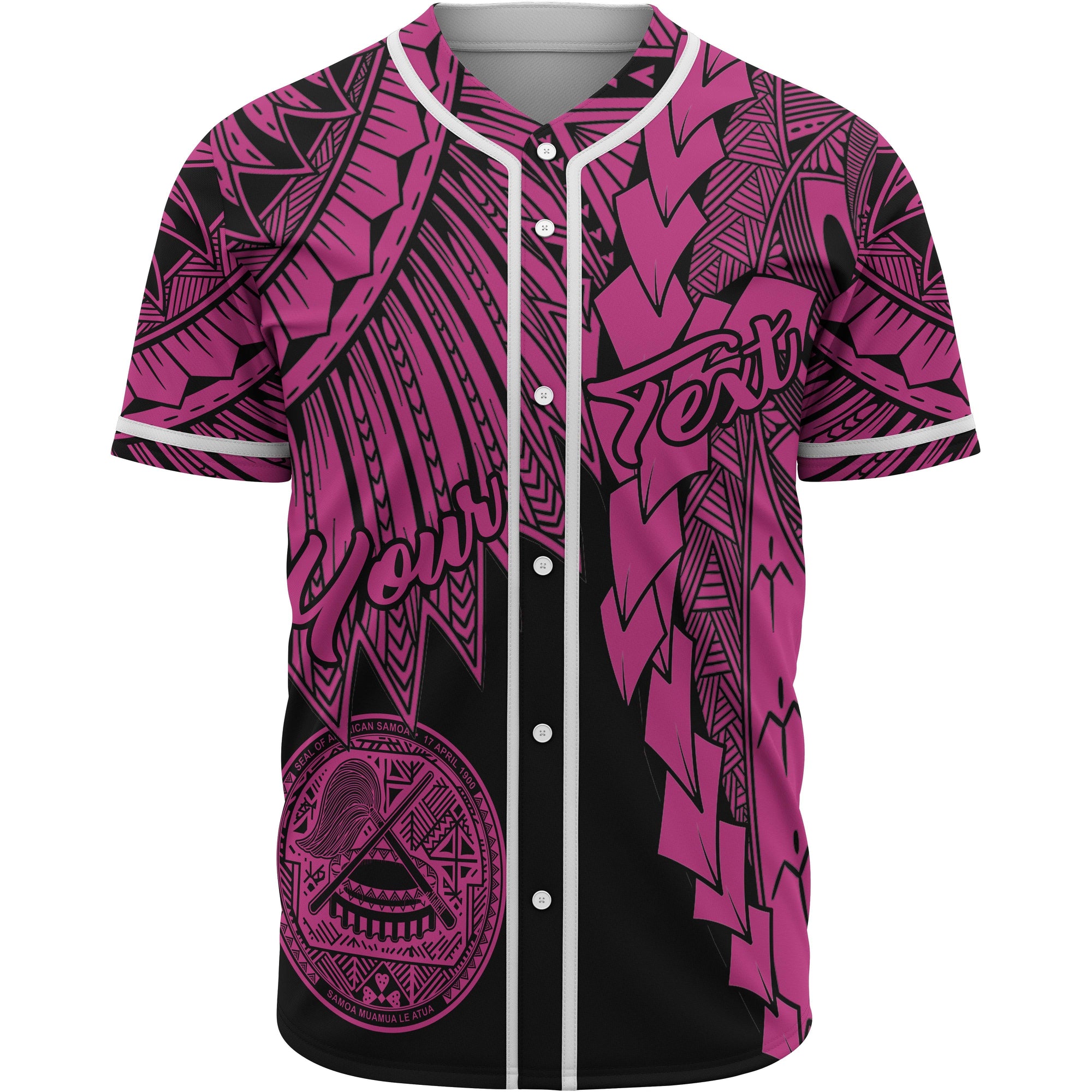 American Samoa Polynesian Custom Personalised Baseball Shirt - Tribal Wave Tattoo Pink Unisex Pink - Polynesian Pride