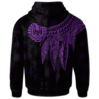 Tahiti Zip up Hoodie Polynesian Wings (Purple) - Polynesian Pride