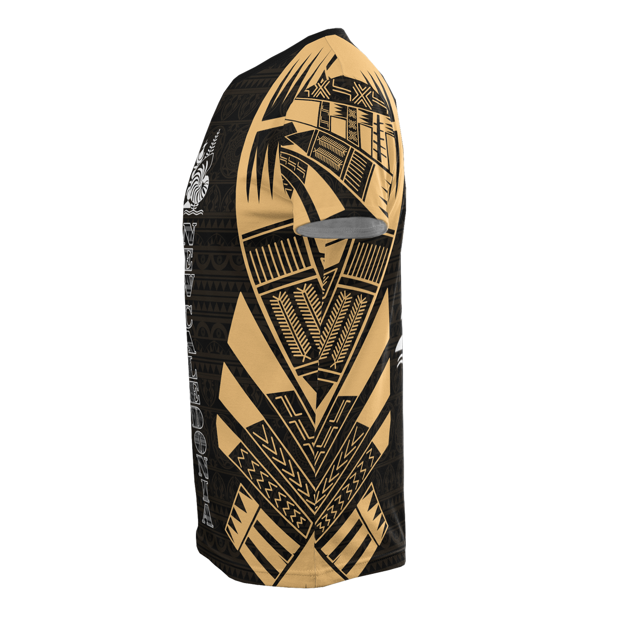 New Caledonia T Shirt New Caledonia Coat Of Arms Polynesian Tattoo Gold Style - Polynesian Pride