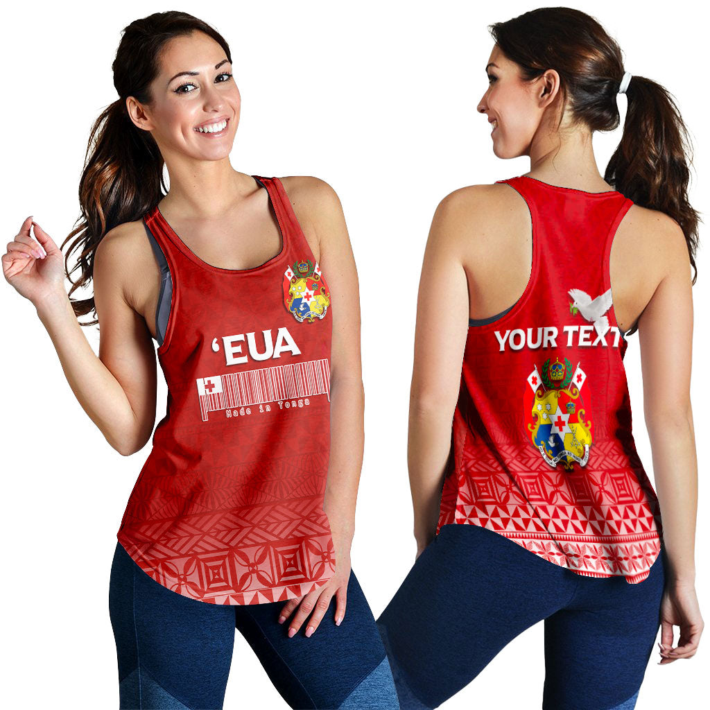 (Custom Personalised) Tonga Eua Women Tank Top - Tongan Pattern - LT12 Red - Polynesian Pride