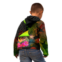 Tokelau Polynesian Zip up Hoodie Hibiscus and Banana Leaves - Polynesian Pride