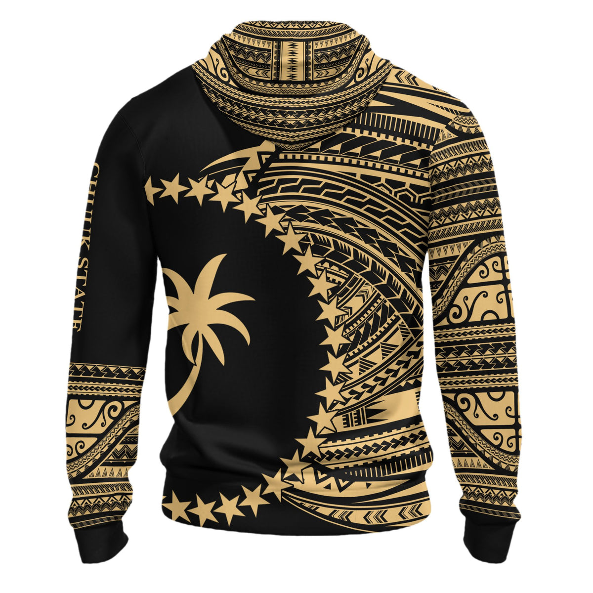 Chuuk Hoodie Micronesia Gold Patterns With Coat of Arms - Polynesian Pride