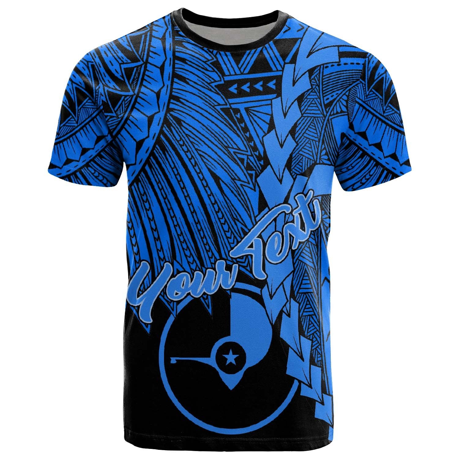 Yap Micronesia Custom T Shirt Tribal Wave Tattoo Blue Unisex Blue - Polynesian Pride