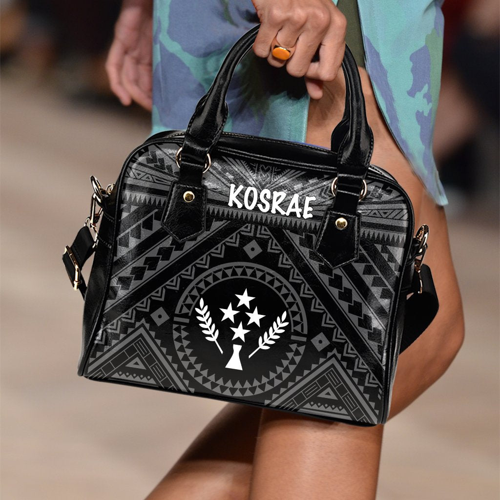 Kosrae Shoulder Handbag - Kosrae Flag In Polynesian Tattoo Style (Black) One Size Black - Polynesian Pride